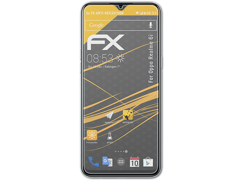 Oppo Displayschutz(für ATFOLIX 6i) 3x FX-Antireflex Realme