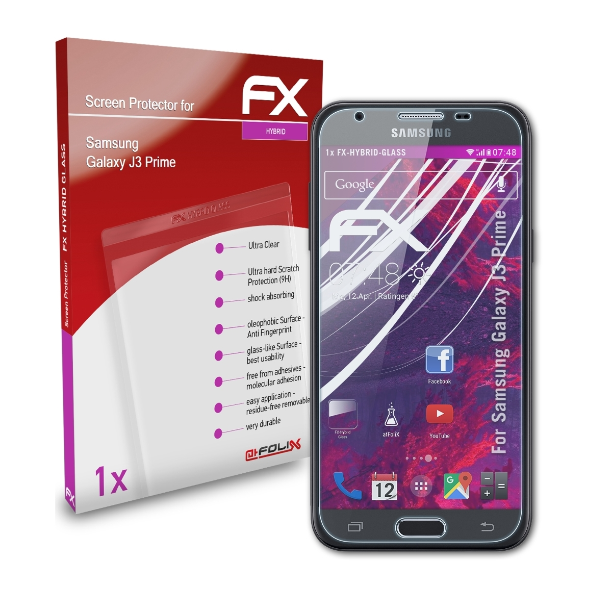 Schutzglas(für Prime) Galaxy FX-Hybrid-Glass J3 Samsung ATFOLIX
