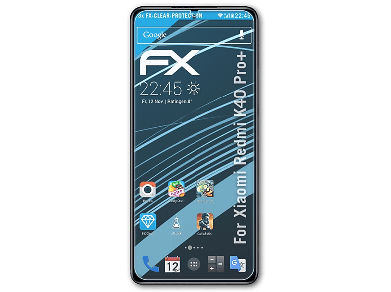 ATFOLIX 3x FX-Clear Displayschutz(für Xiaomi K40 Redmi Pro+)