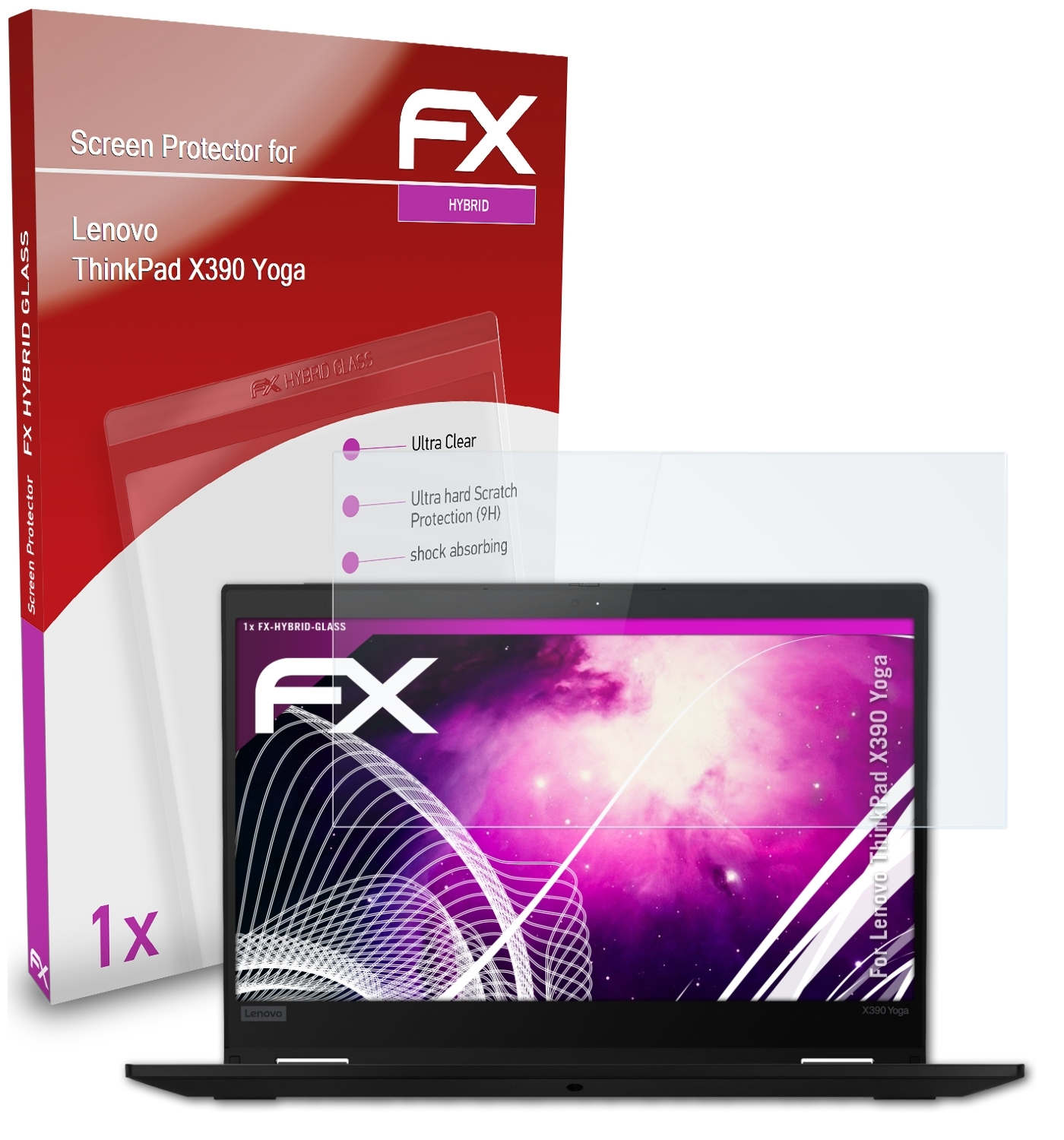 ATFOLIX FX-Hybrid-Glass ThinkPad Yoga) Schutzglas(für Lenovo X390