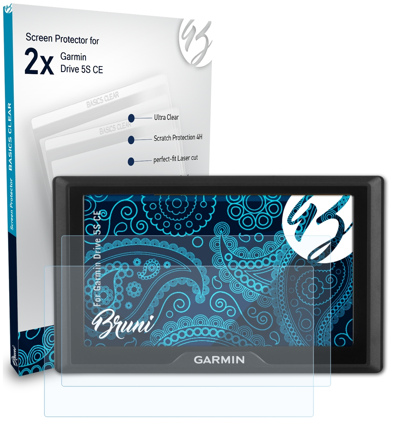 Basics-Clear 5S Schutzfolie(für CE) 2x Drive Garmin BRUNI