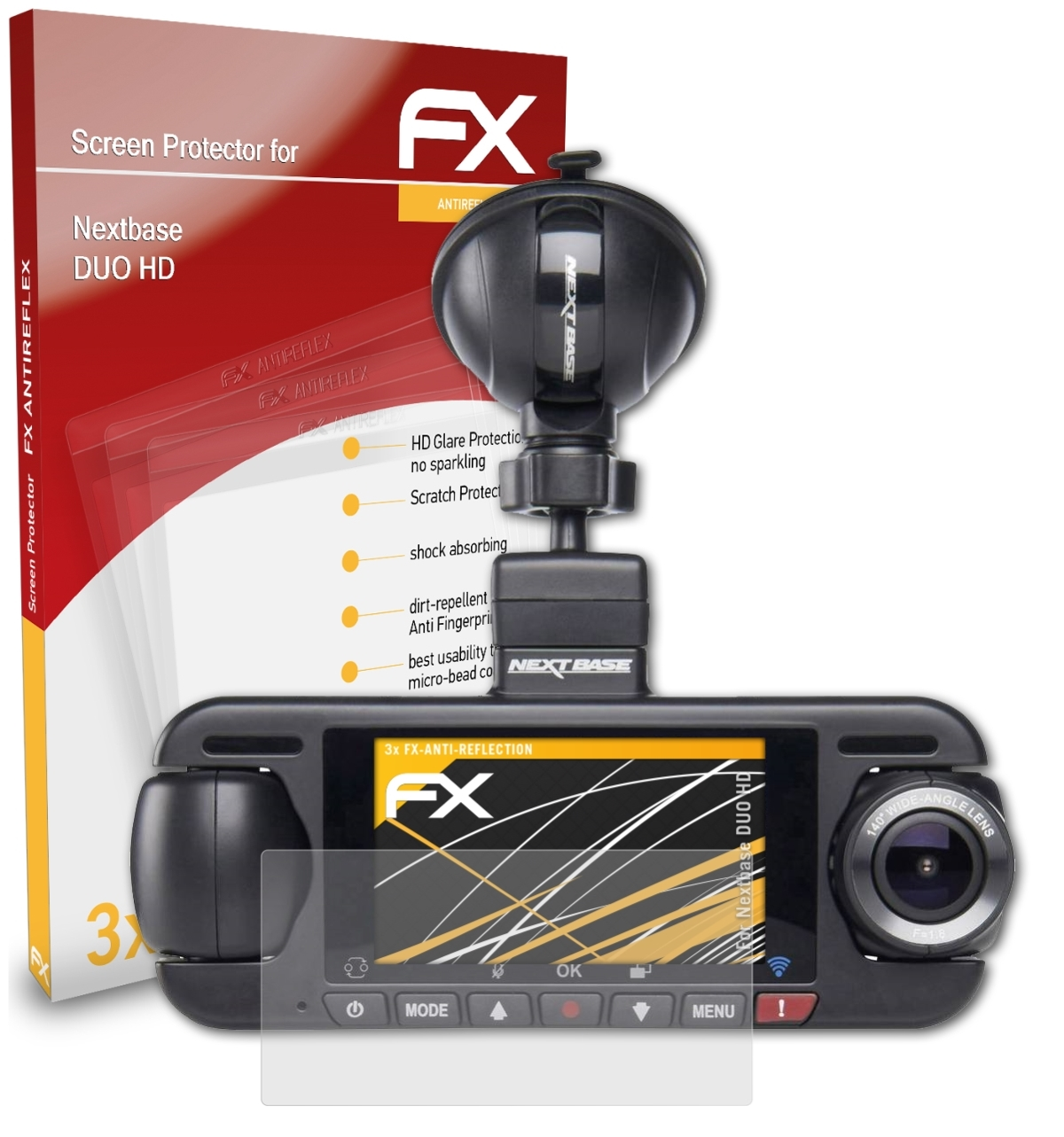 ATFOLIX 3x FX-Antireflex Displayschutz(für Nextbase HD) DUO