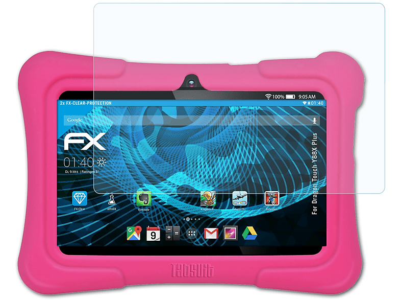 ATFOLIX 2x FX-Clear Displayschutz(für Dragon Plus) Y88X Touch
