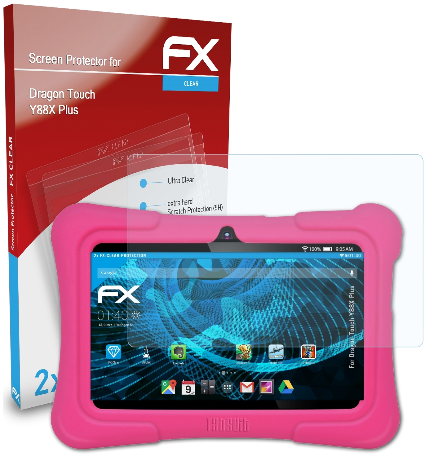 ATFOLIX 2x FX-Clear Touch Displayschutz(für Y88X Dragon Plus)