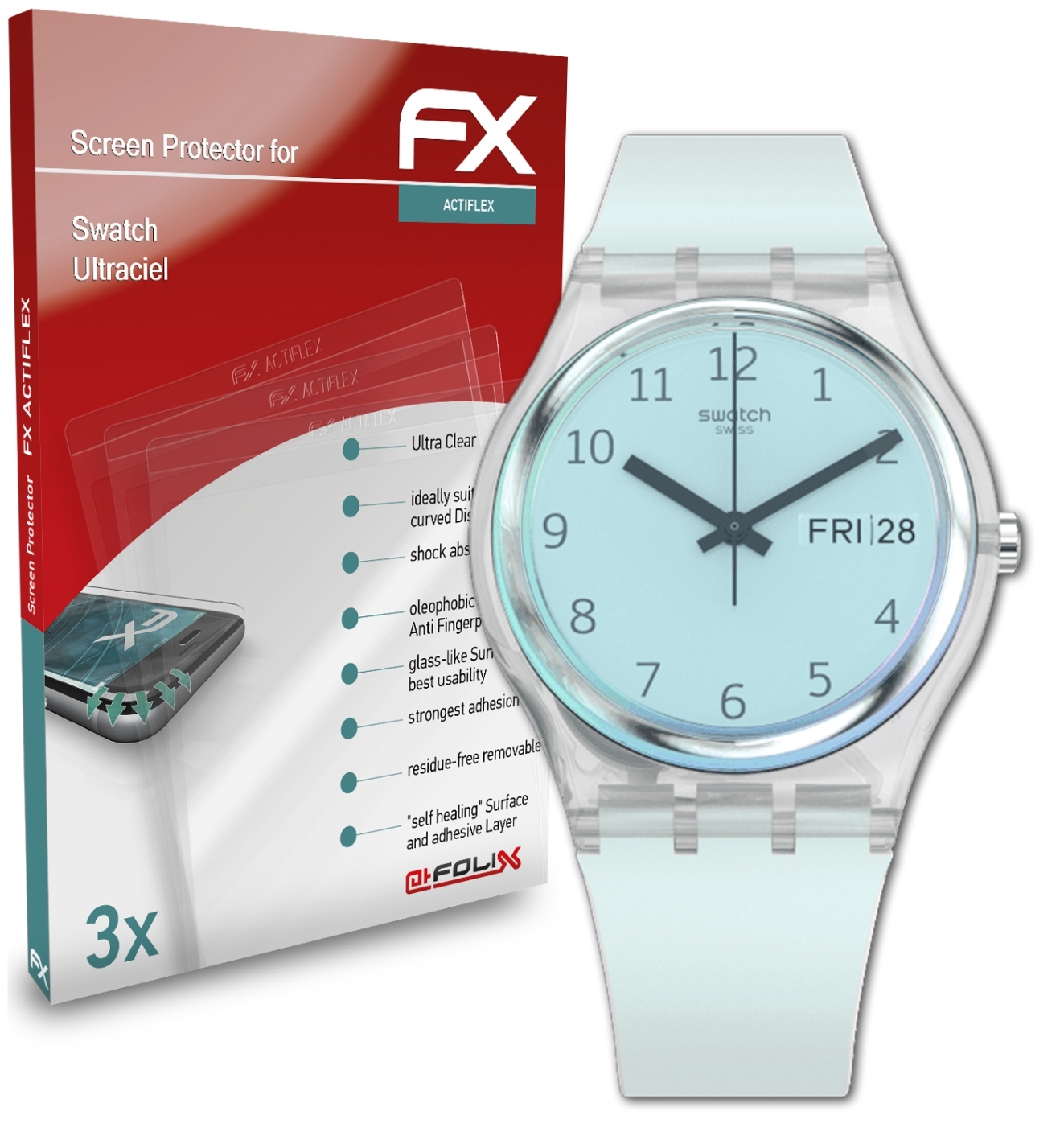 ATFOLIX 3x FX-ActiFleX Displayschutz(für Swatch Ultraciel)