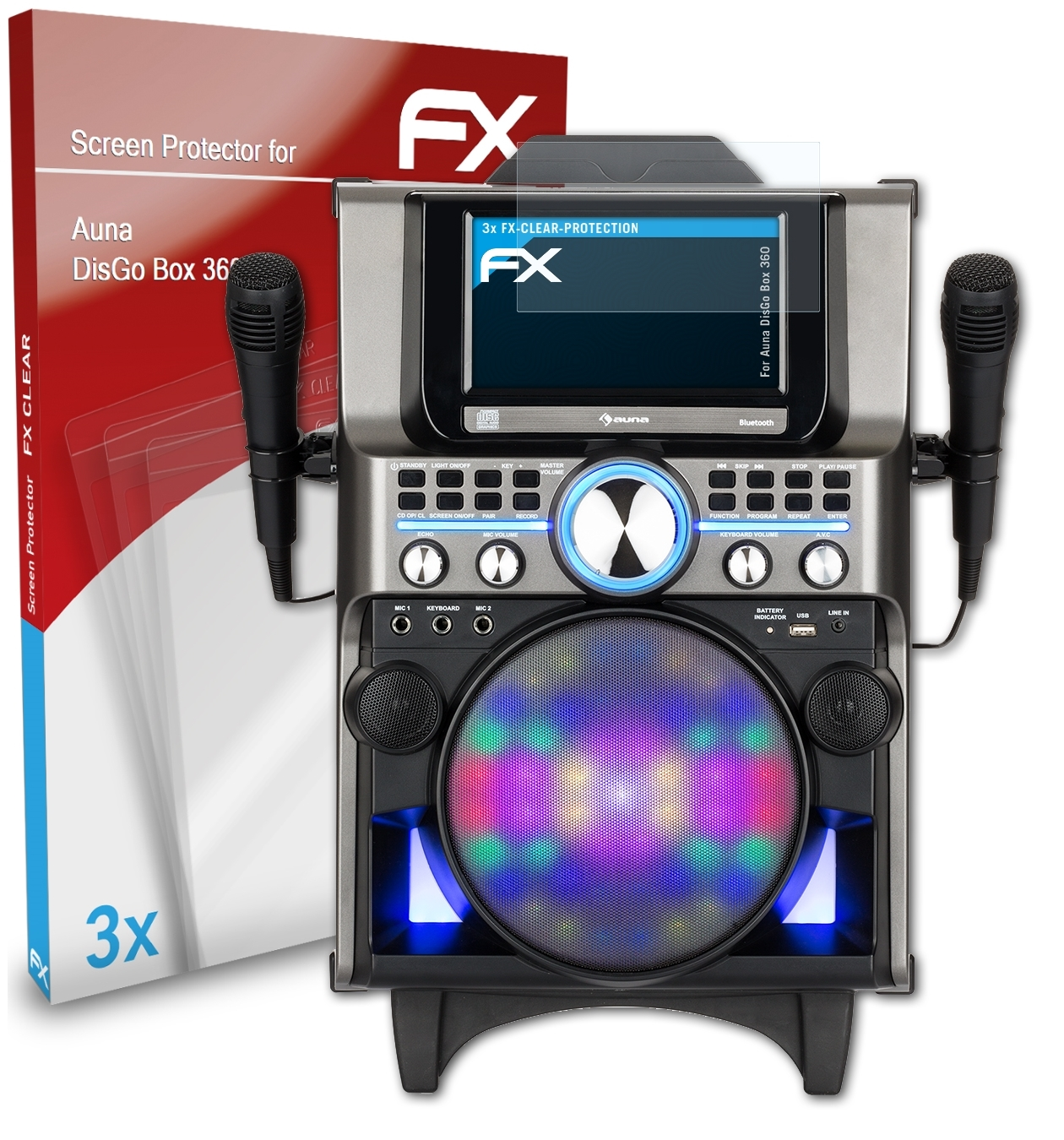 ATFOLIX 3x FX-Clear 360) Auna DisGo Displayschutz(für Box