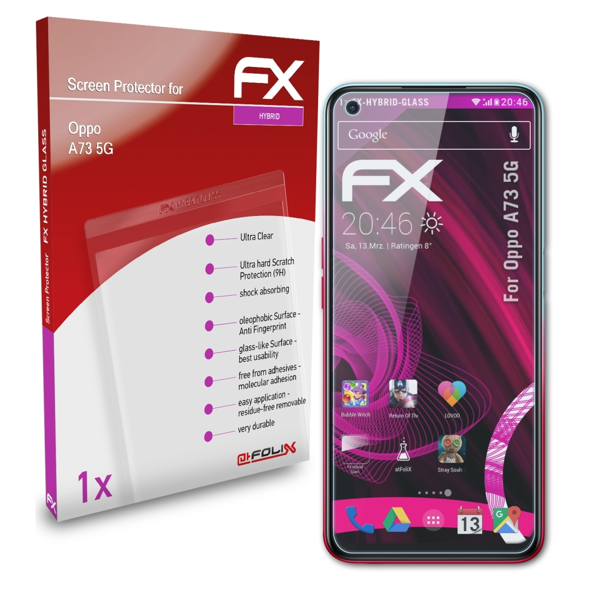 ATFOLIX FX-Hybrid-Glass Schutzglas(für 5G) Oppo A73