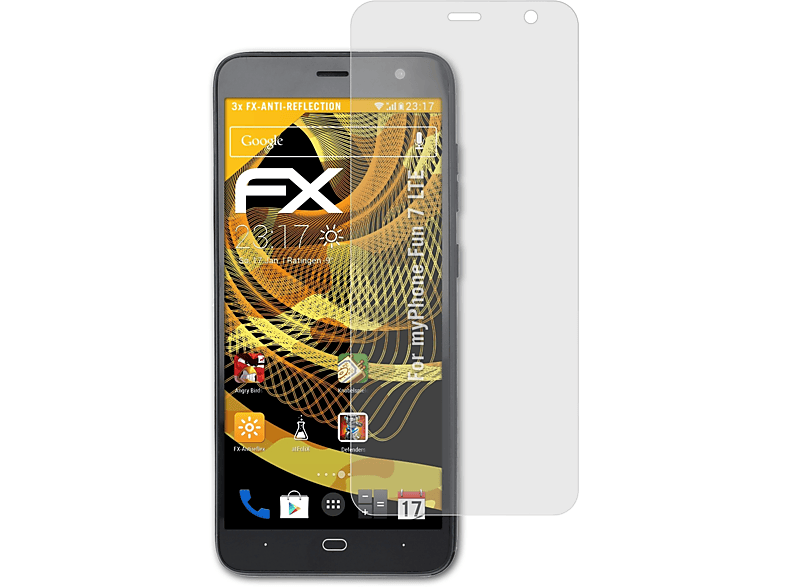 ATFOLIX 3x FX-Antireflex Displayschutz(für myPhone Fun 7 LTE)
