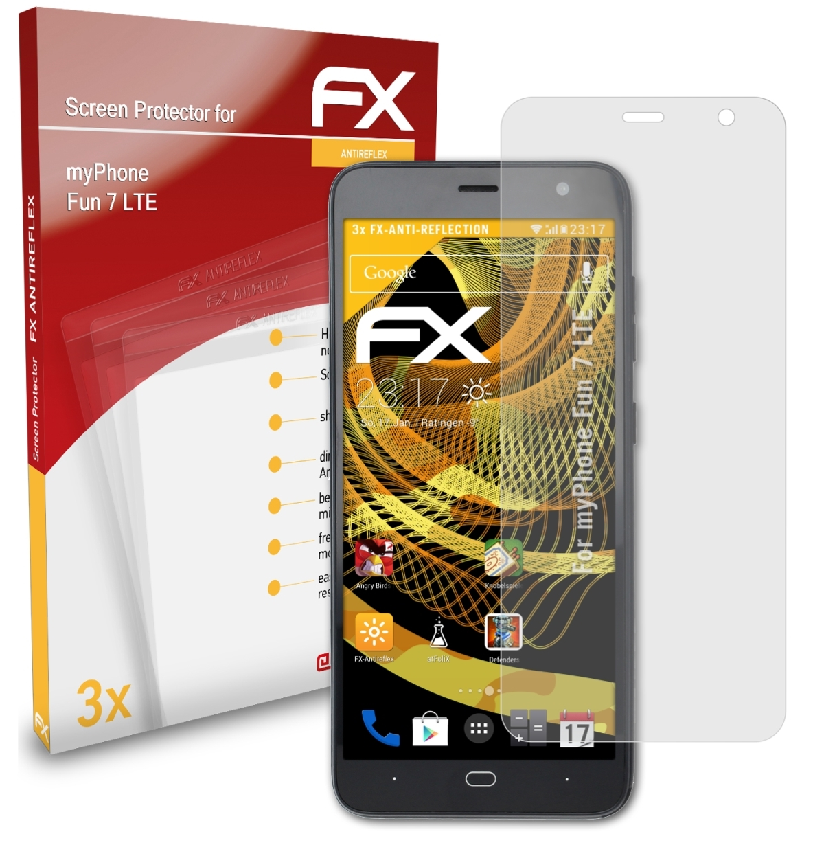ATFOLIX 3x FX-Antireflex Displayschutz(für 7 Fun LTE) myPhone