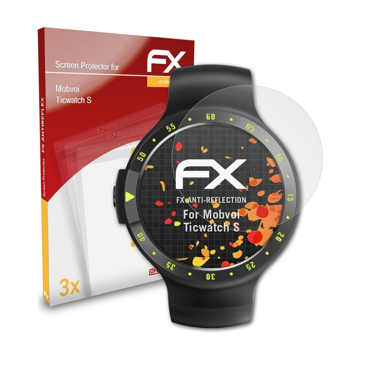 Displayschutz(für Ticwatch ATFOLIX Mobvoi S) 3x FX-Antireflex