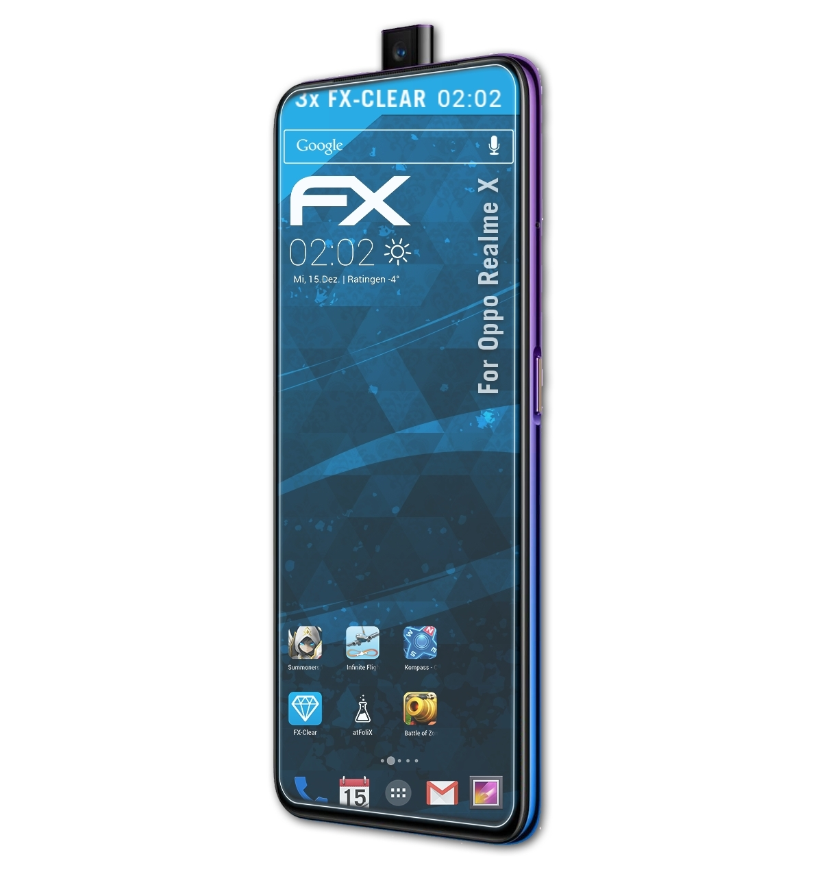 Displayschutz(für Realme 3x X) Oppo ATFOLIX FX-Clear