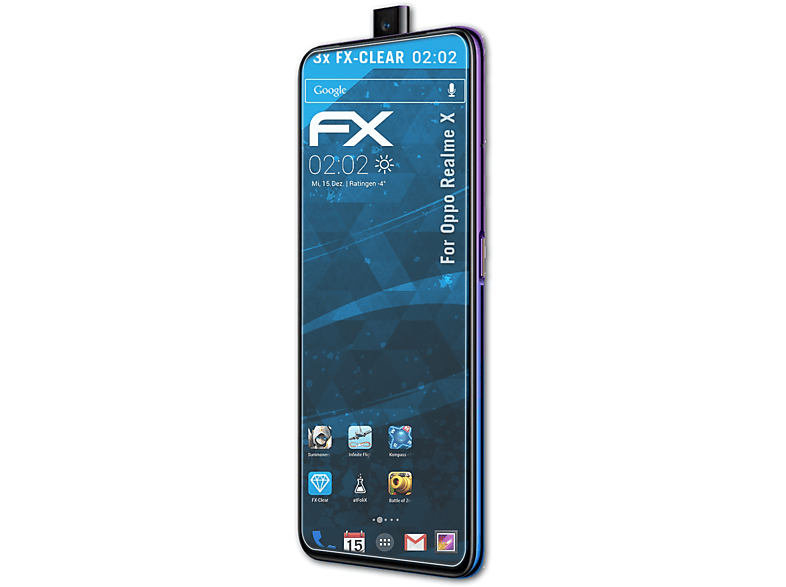ATFOLIX 3x FX-Clear Displayschutz(für Oppo Realme X)