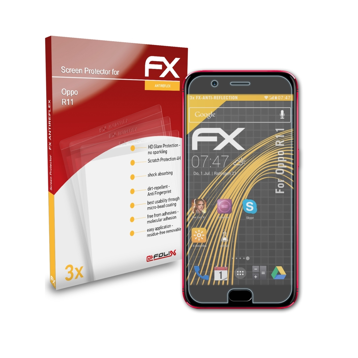 ATFOLIX 3x FX-Antireflex Oppo Displayschutz(für R11)