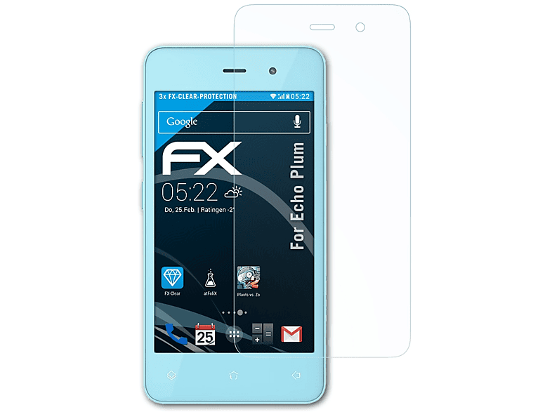 ATFOLIX 3x FX-Clear Displayschutz(für Echo Plum)