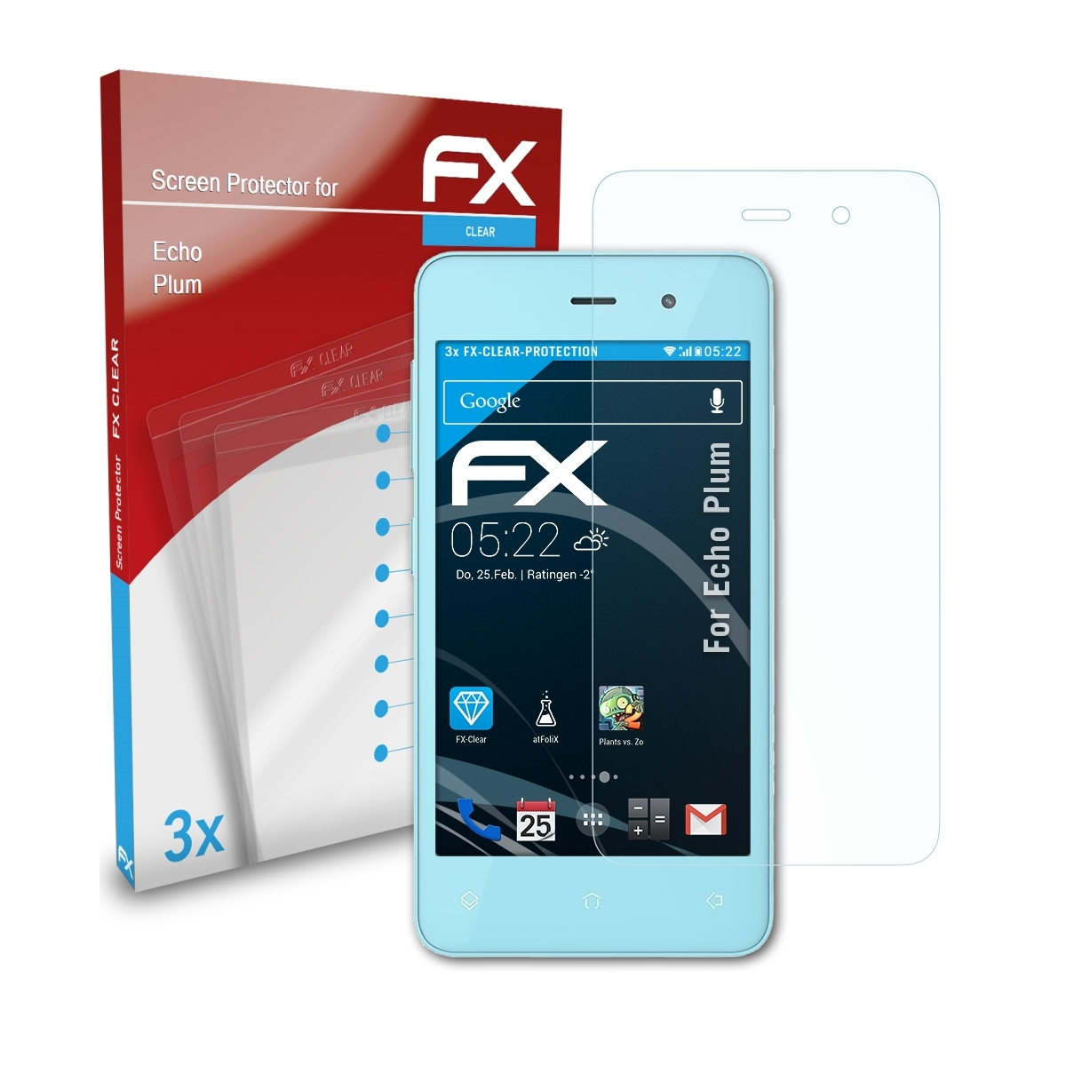 ATFOLIX 3x FX-Clear Displayschutz(für Echo Plum)