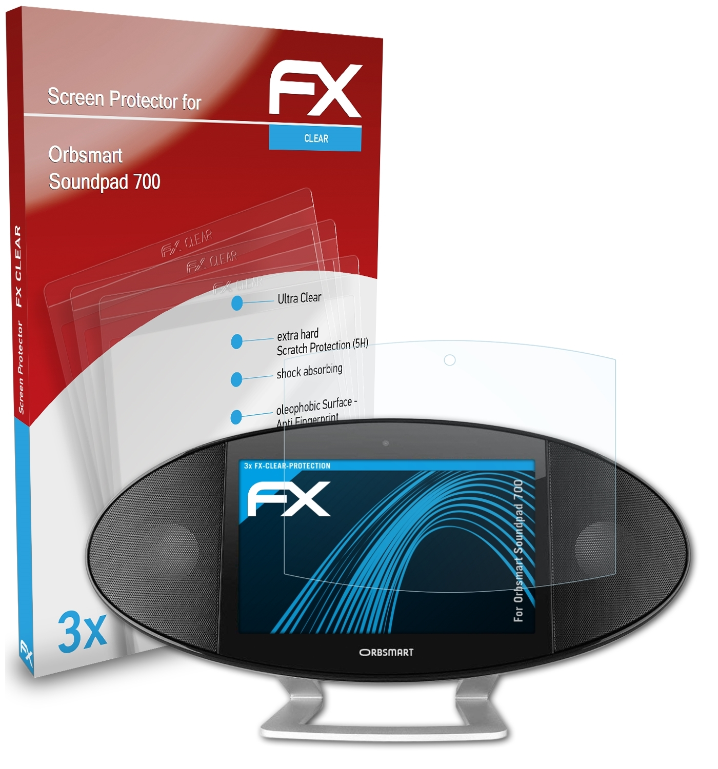 ATFOLIX 3x FX-Clear 700) Displayschutz(für Orbsmart Soundpad