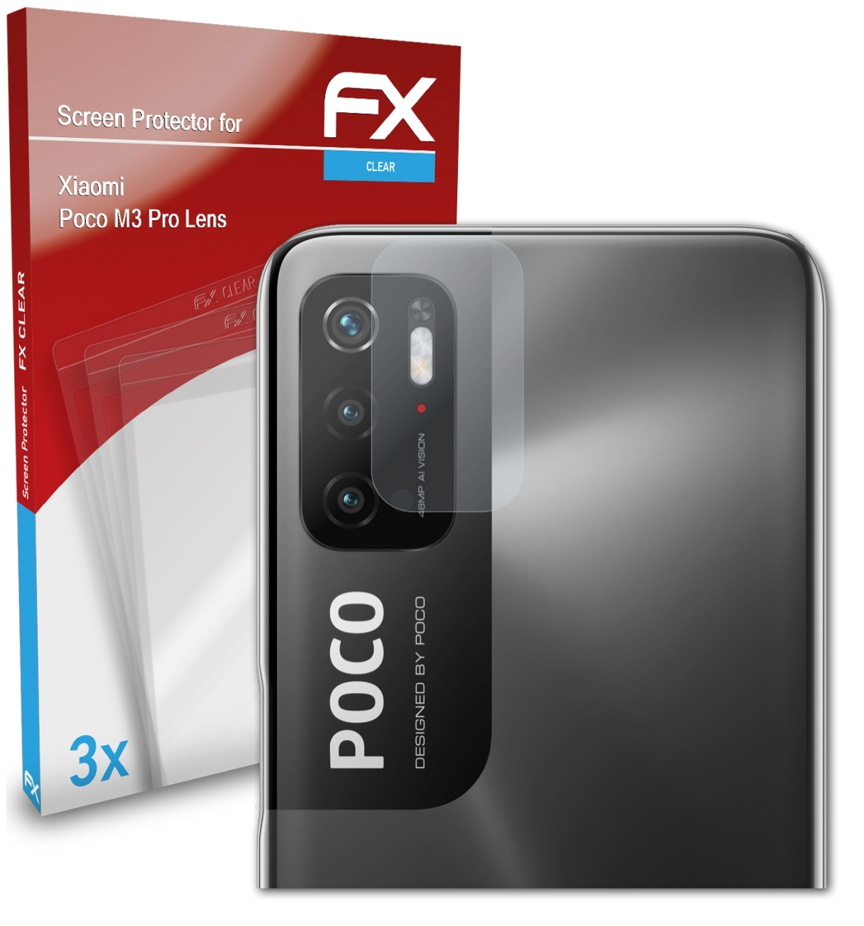 ATFOLIX 3x Pro Poco M3 Displayschutz(für Lens) FX-Clear Xiaomi