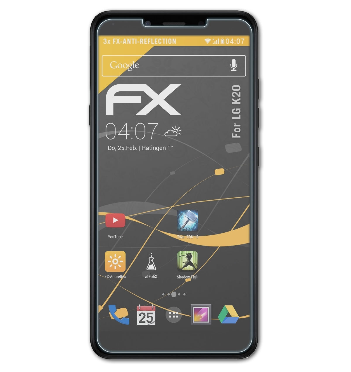 LG FX-Antireflex K20) Displayschutz(für 3x ATFOLIX