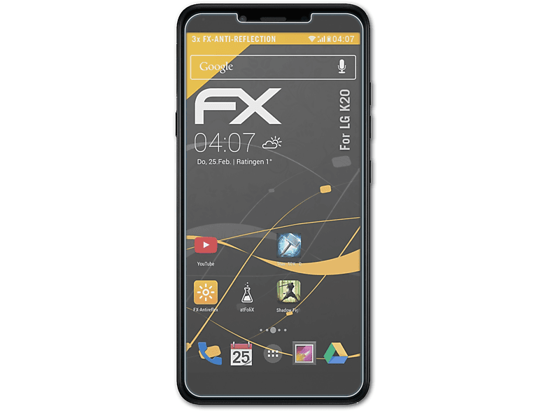 LG FX-Antireflex K20) Displayschutz(für 3x ATFOLIX