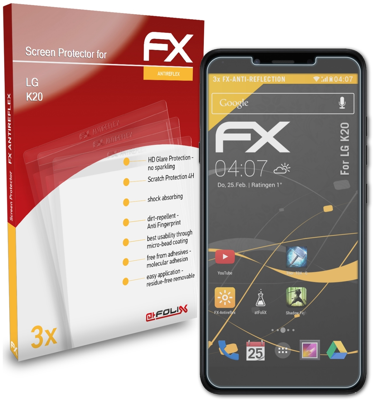 ATFOLIX 3x K20) FX-Antireflex LG Displayschutz(für