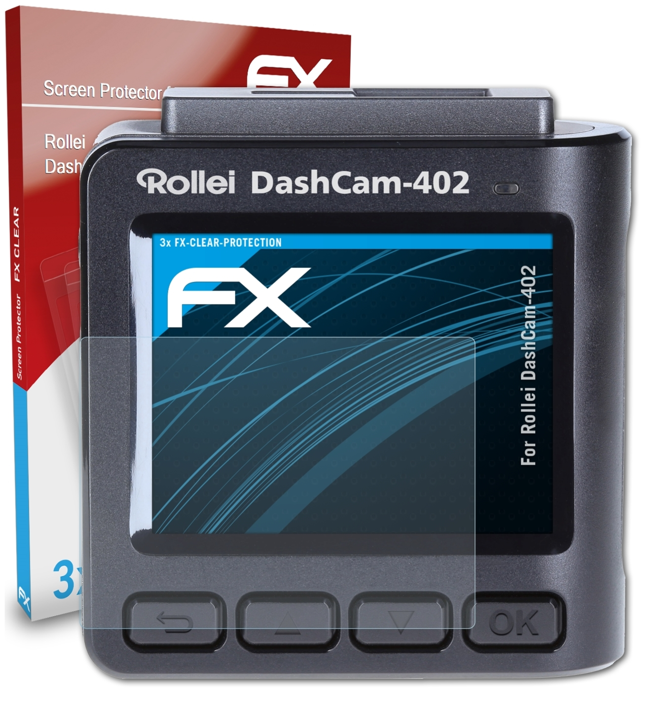 ATFOLIX 3x FX-Clear Rollei Displayschutz(für DashCam-402)