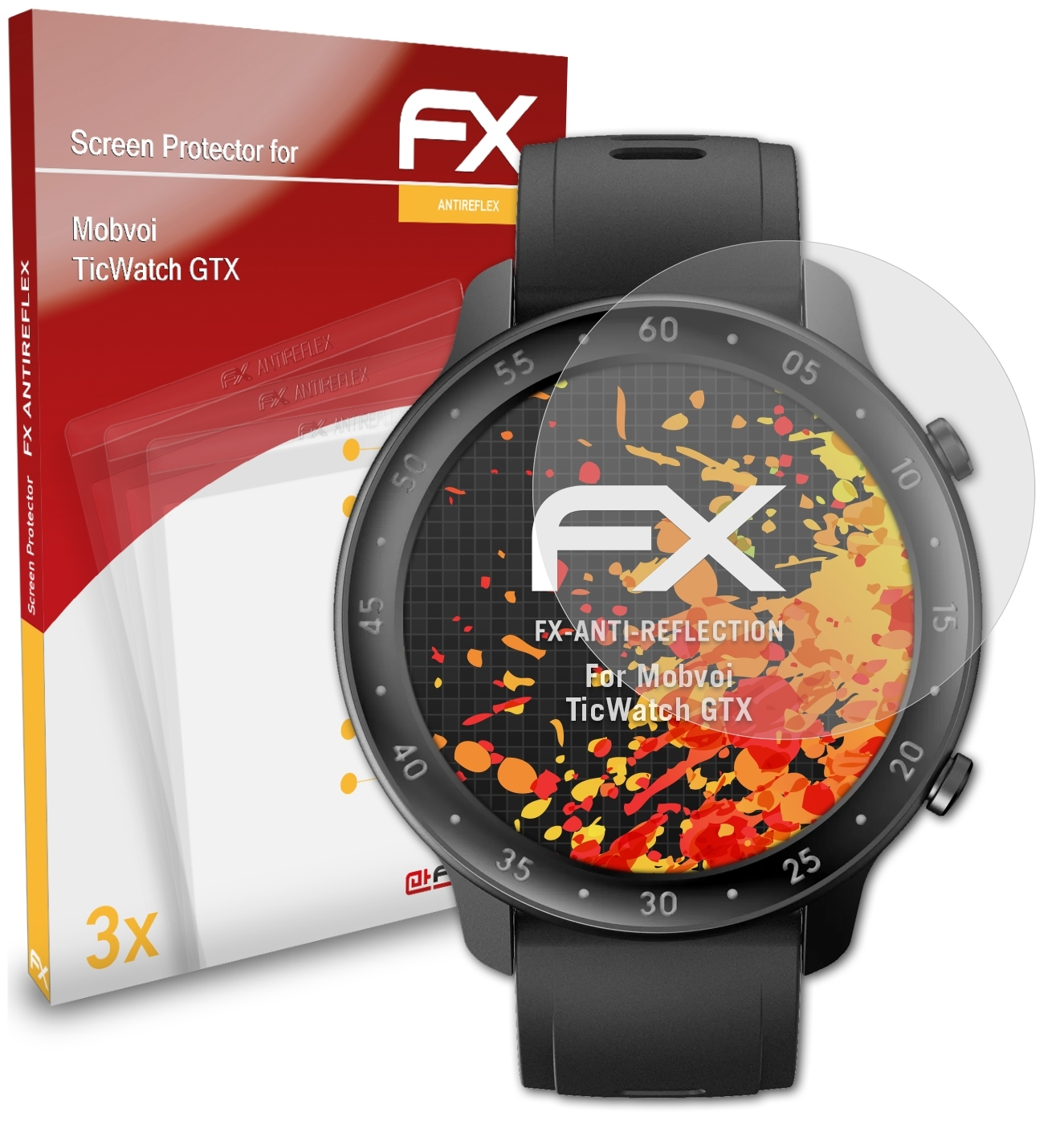 ATFOLIX 3x FX-Antireflex Displayschutz(für Mobvoi TicWatch GTX)