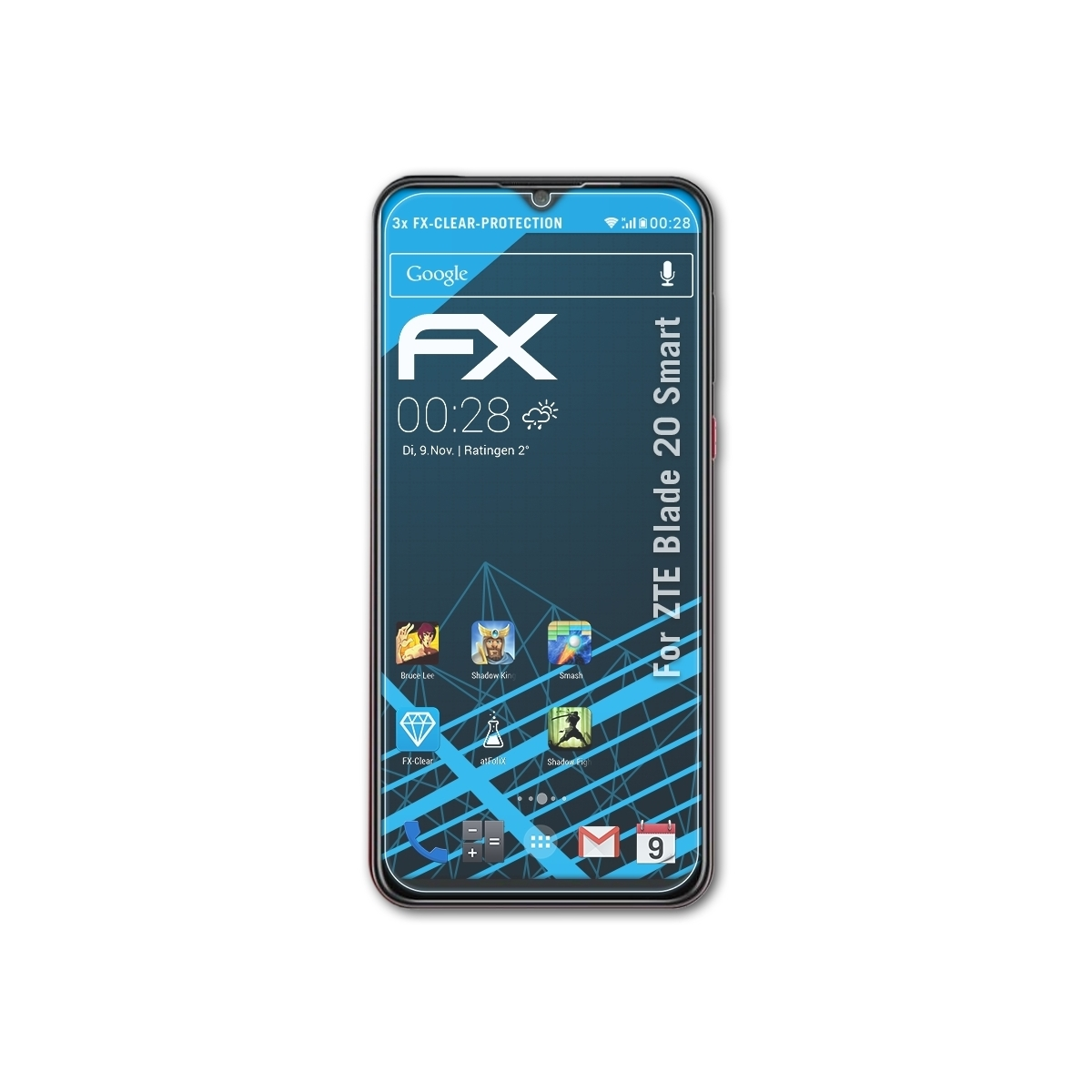 ATFOLIX 3x FX-Clear Displayschutz(für Blade 20 ZTE Smart)