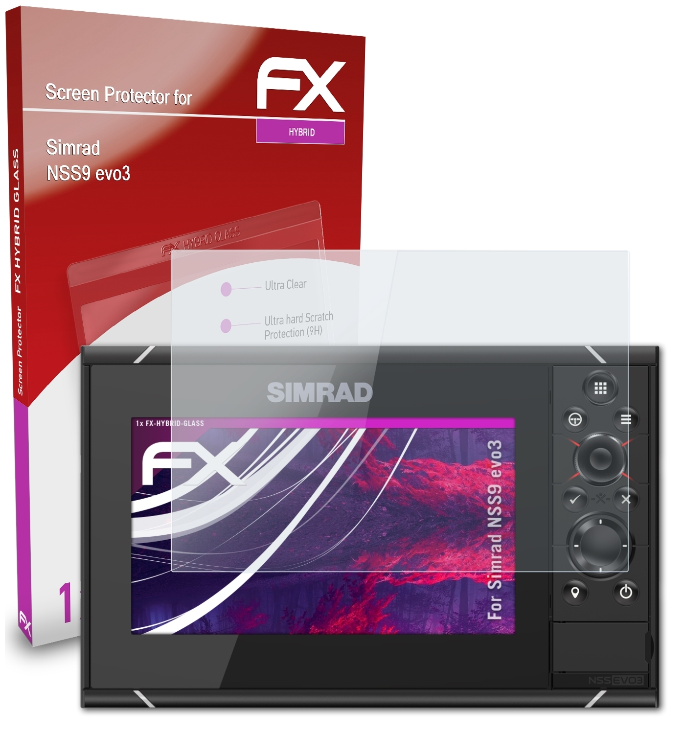 Simrad FX-Hybrid-Glass evo3) Schutzglas(für NSS9 ATFOLIX
