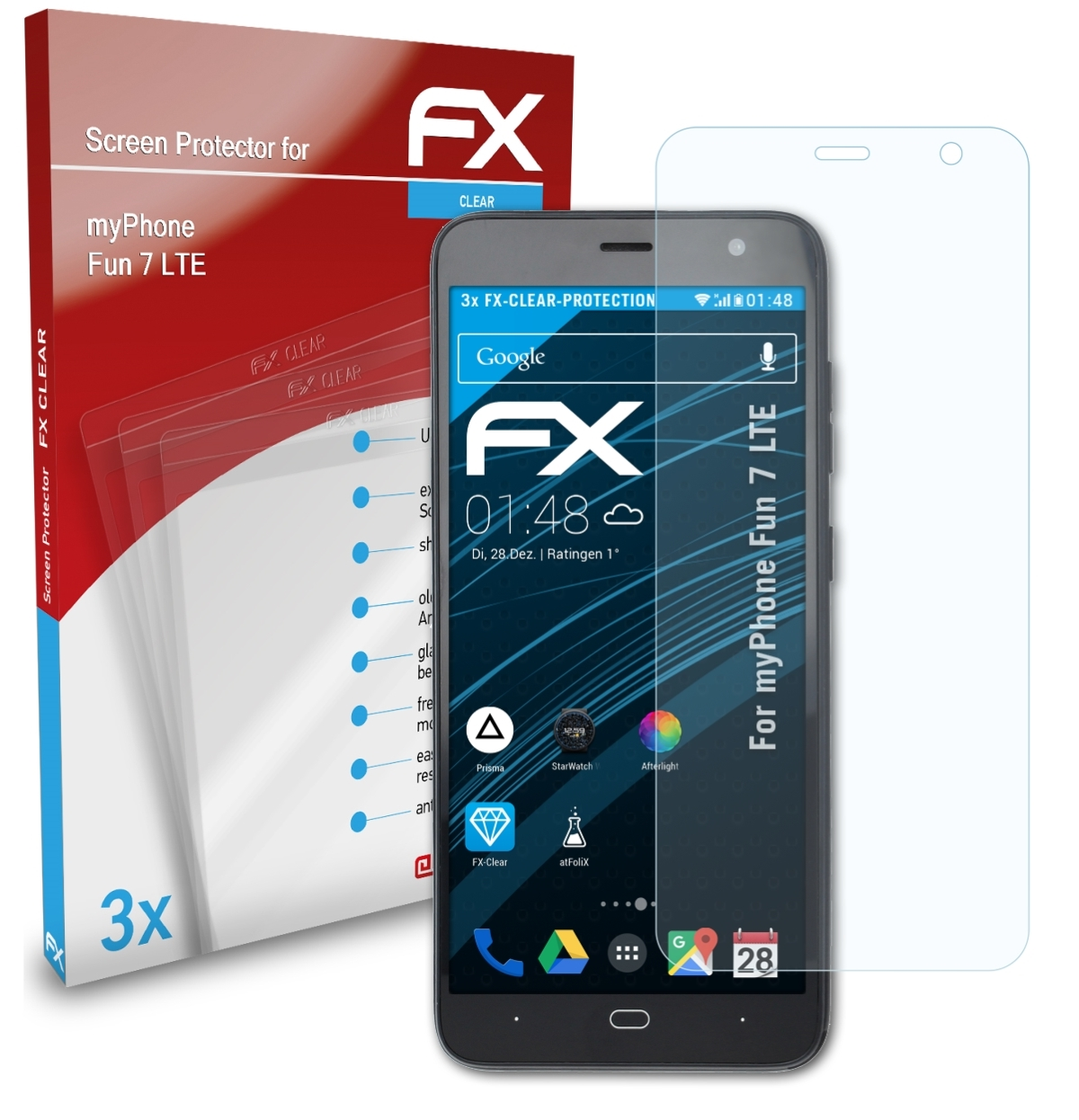 myPhone 7 ATFOLIX FX-Clear Displayschutz(für LTE) 3x Fun