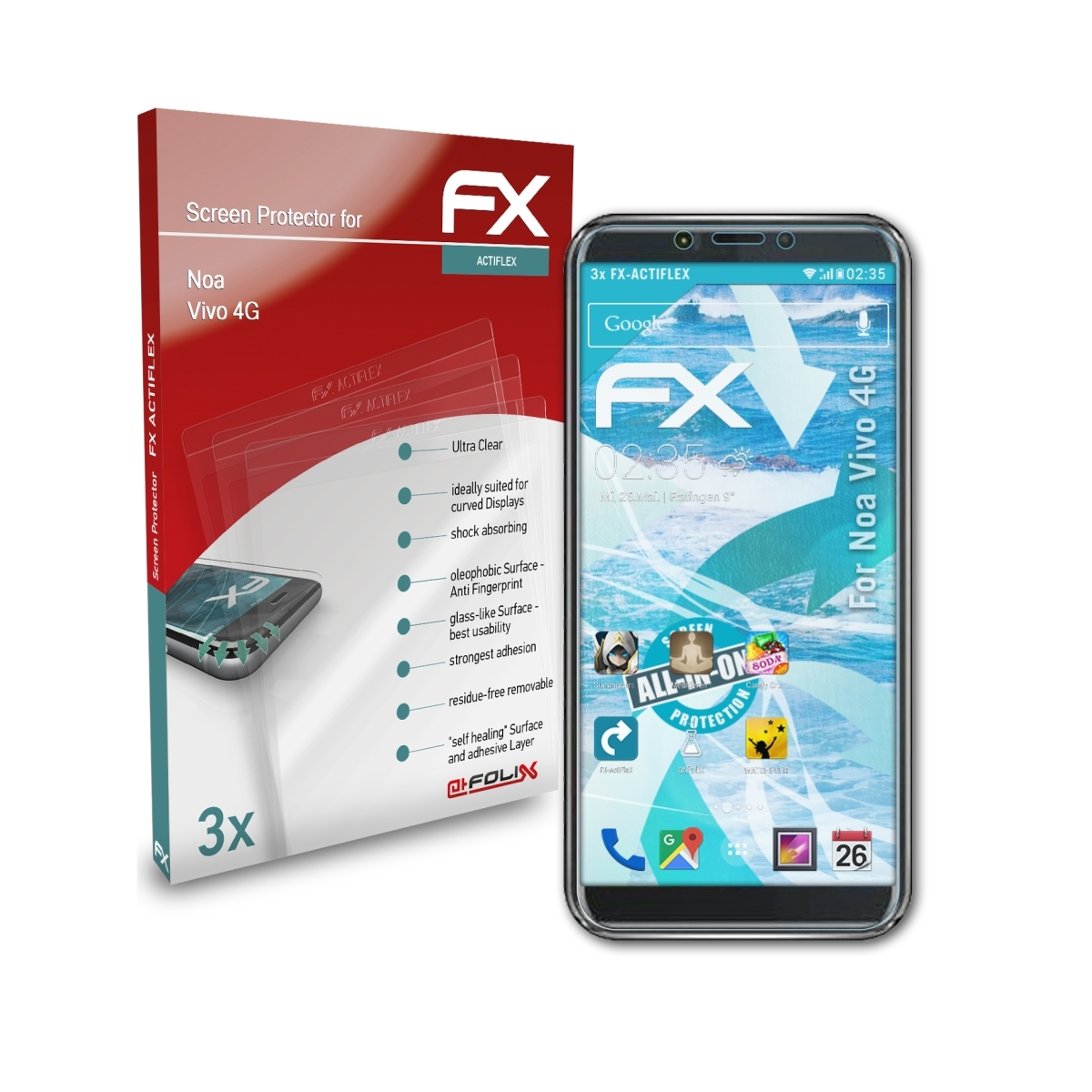 ATFOLIX 3x FX-ActiFleX 4G) Vivo Displayschutz(für Noa