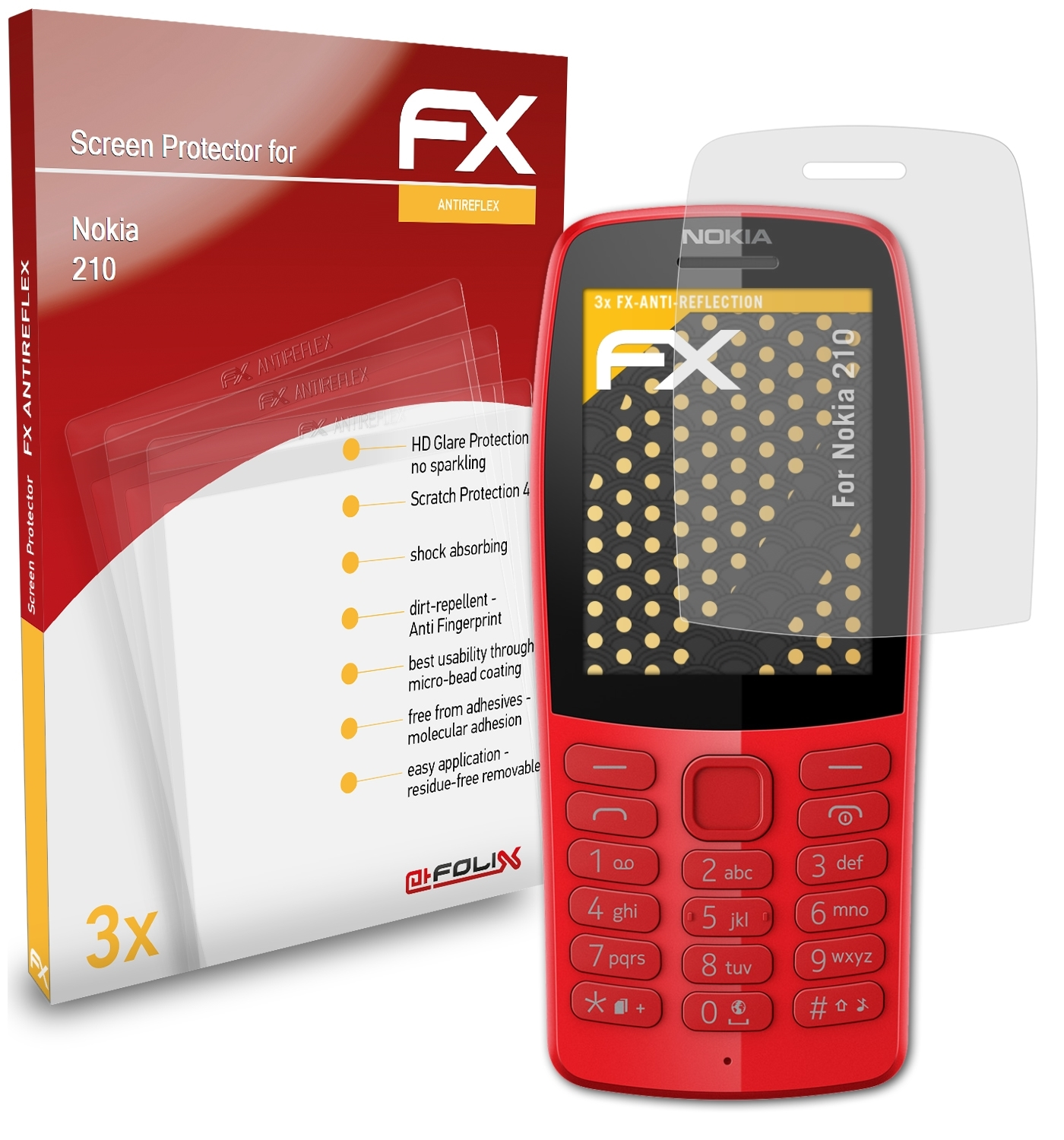 3x Displayschutz(für FX-Antireflex Nokia ATFOLIX 210)