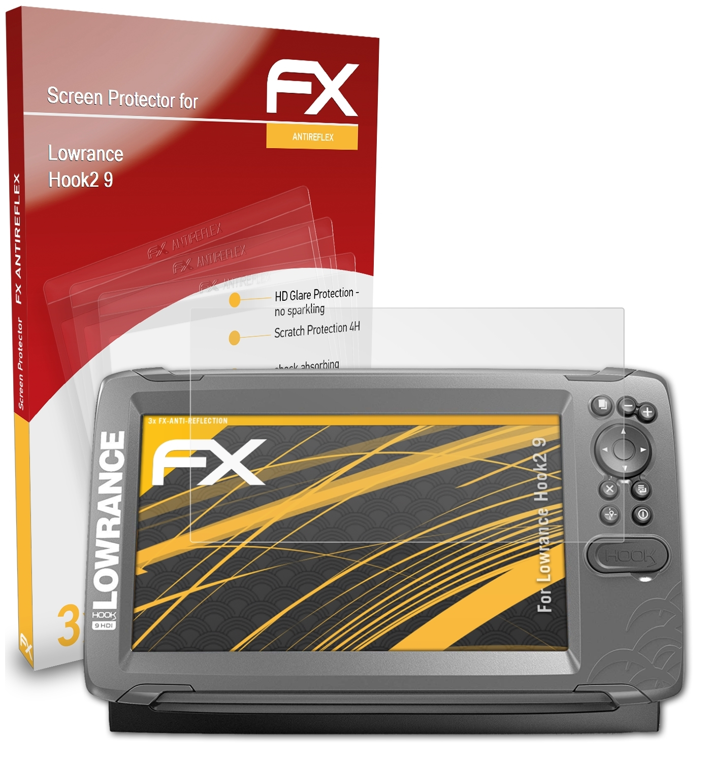 Hook2 9) FX-Antireflex Lowrance 3x Displayschutz(für ATFOLIX