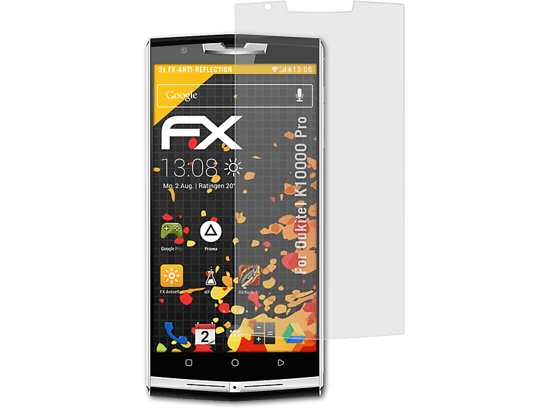 Pro) 3x FX-Antireflex Oukitel K10000 ATFOLIX Displayschutz(für