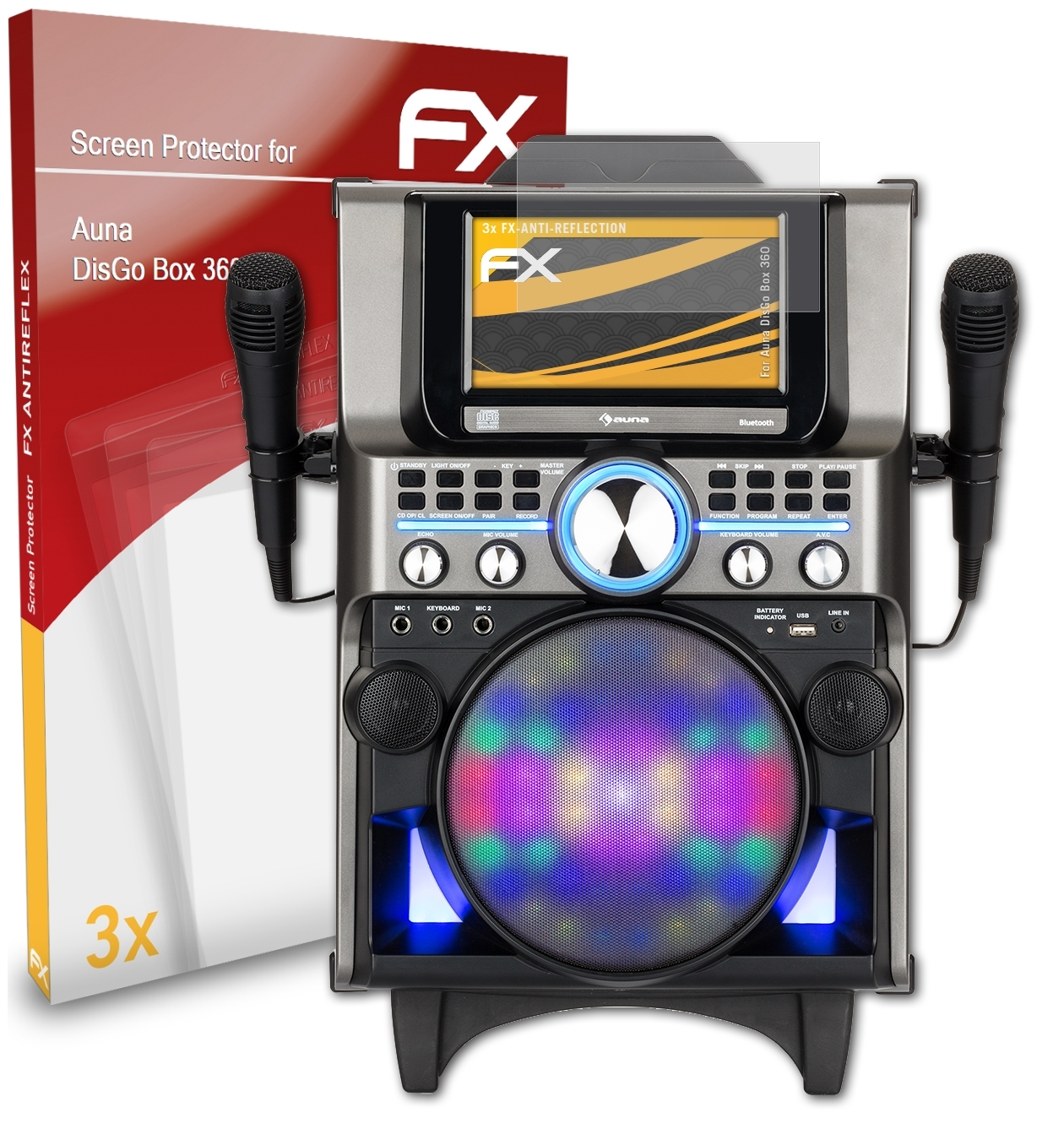 3x FX-Antireflex Auna DisGo Displayschutz(für Box ATFOLIX 360)