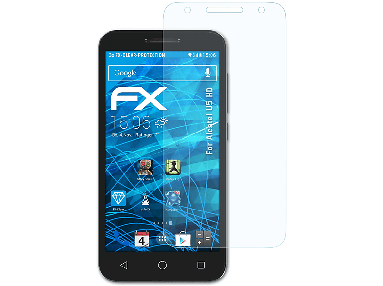 ATFOLIX 3x Displayschutz(für Alcatel U5 FX-Clear HD)