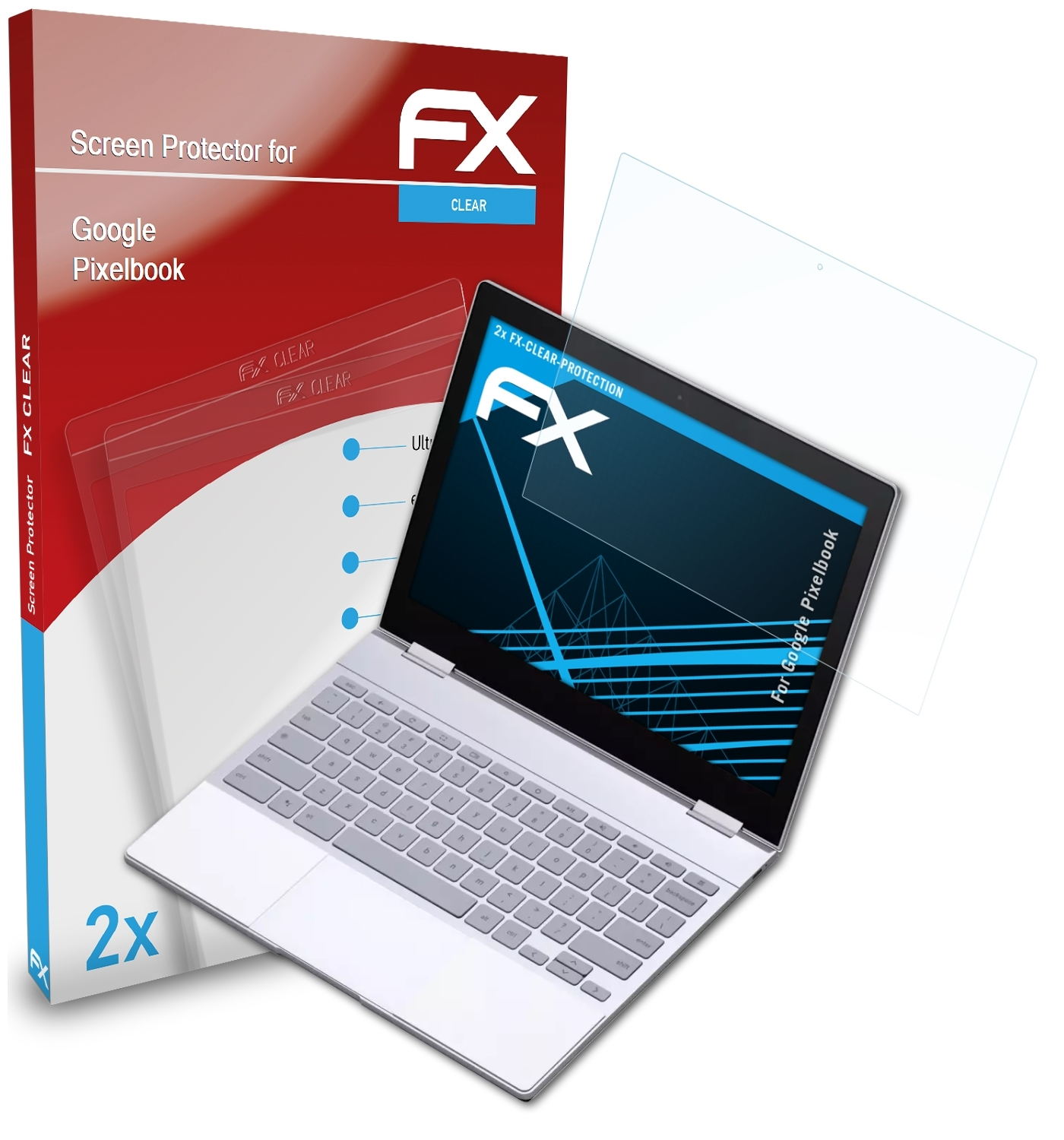 ATFOLIX 2x FX-Clear Pixelbook) Displayschutz(für Google