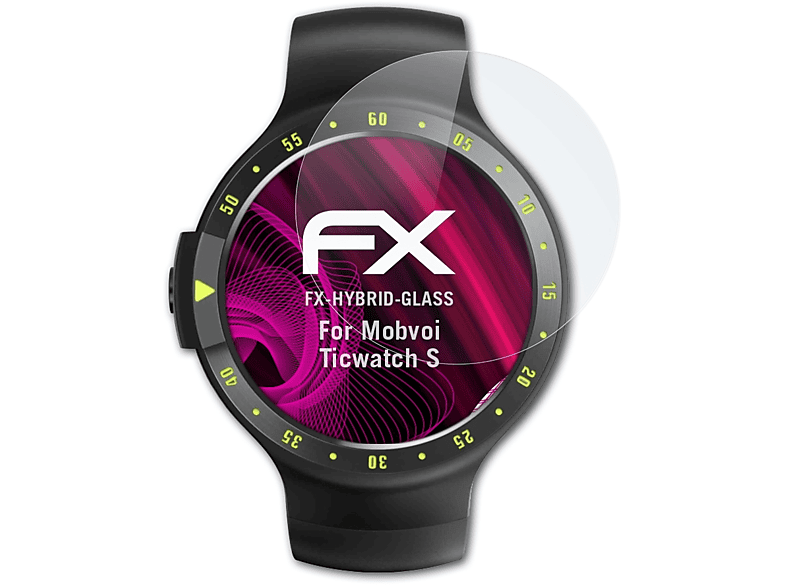 ATFOLIX FX-Hybrid-Glass S) Ticwatch Schutzglas(für Mobvoi