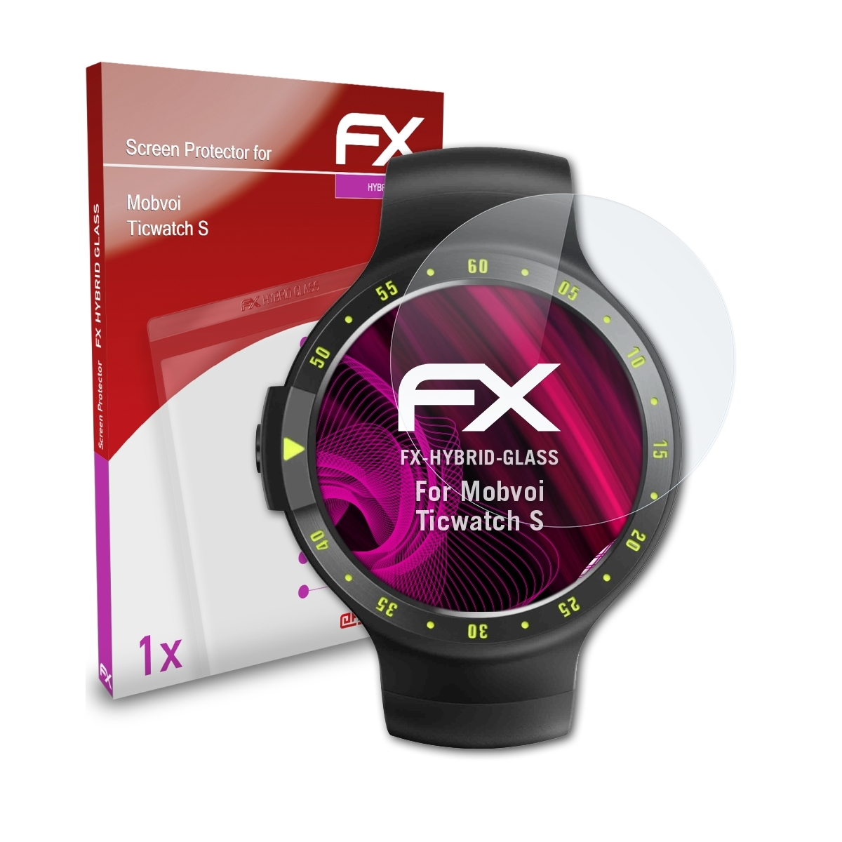 S) Ticwatch FX-Hybrid-Glass ATFOLIX Mobvoi Schutzglas(für