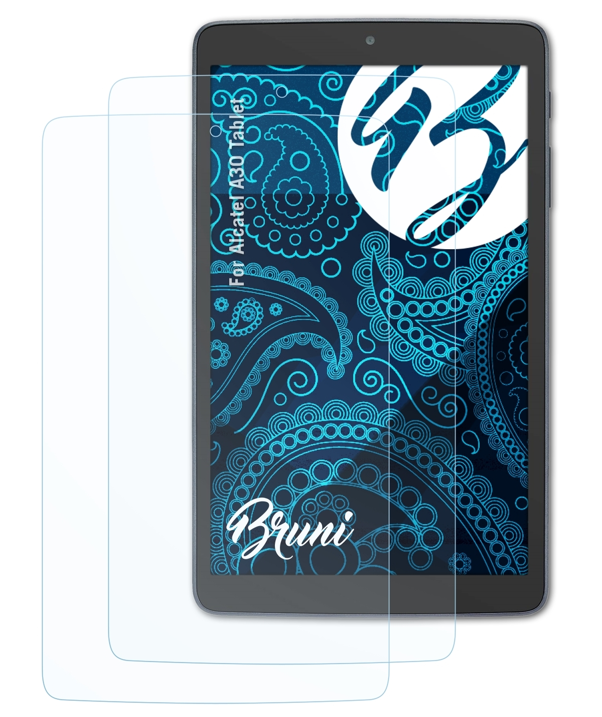 BRUNI 2x Alcatel Tablet) Schutzfolie(für A30 Basics-Clear