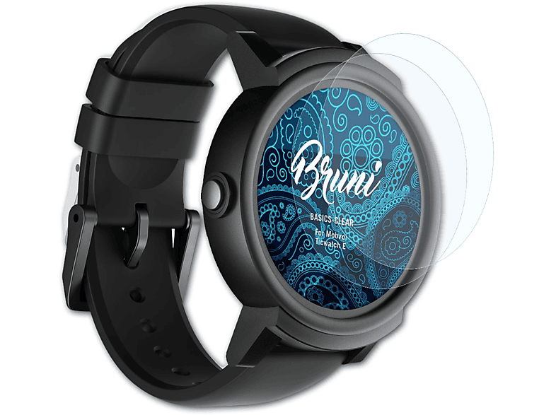 BRUNI 2x Basics-Clear Schutzfolie(für Mobvoi E) Ticwatch