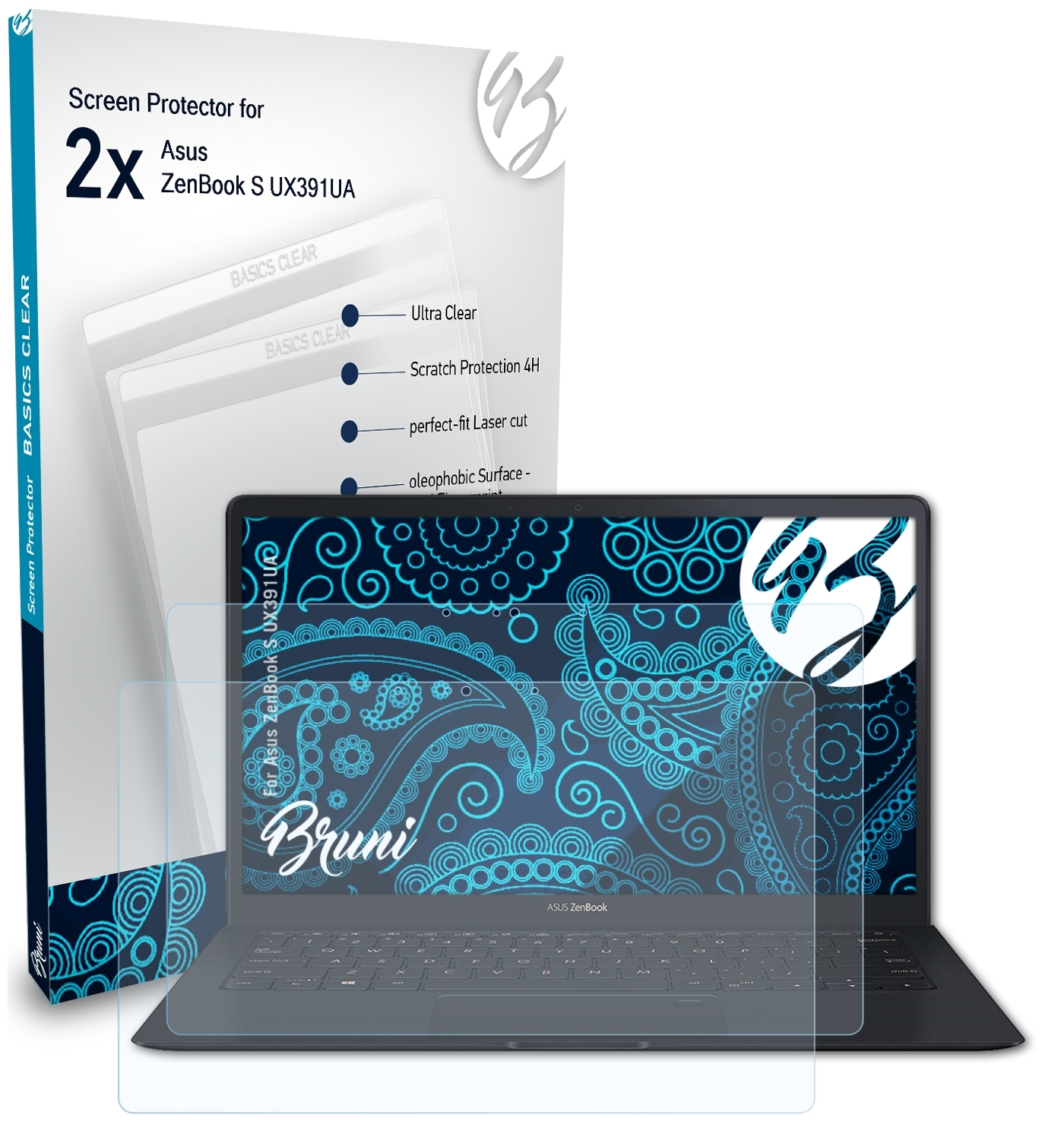 BRUNI 2x Basics-Clear ZenBook (UX391UA)) S Asus Schutzfolie(für