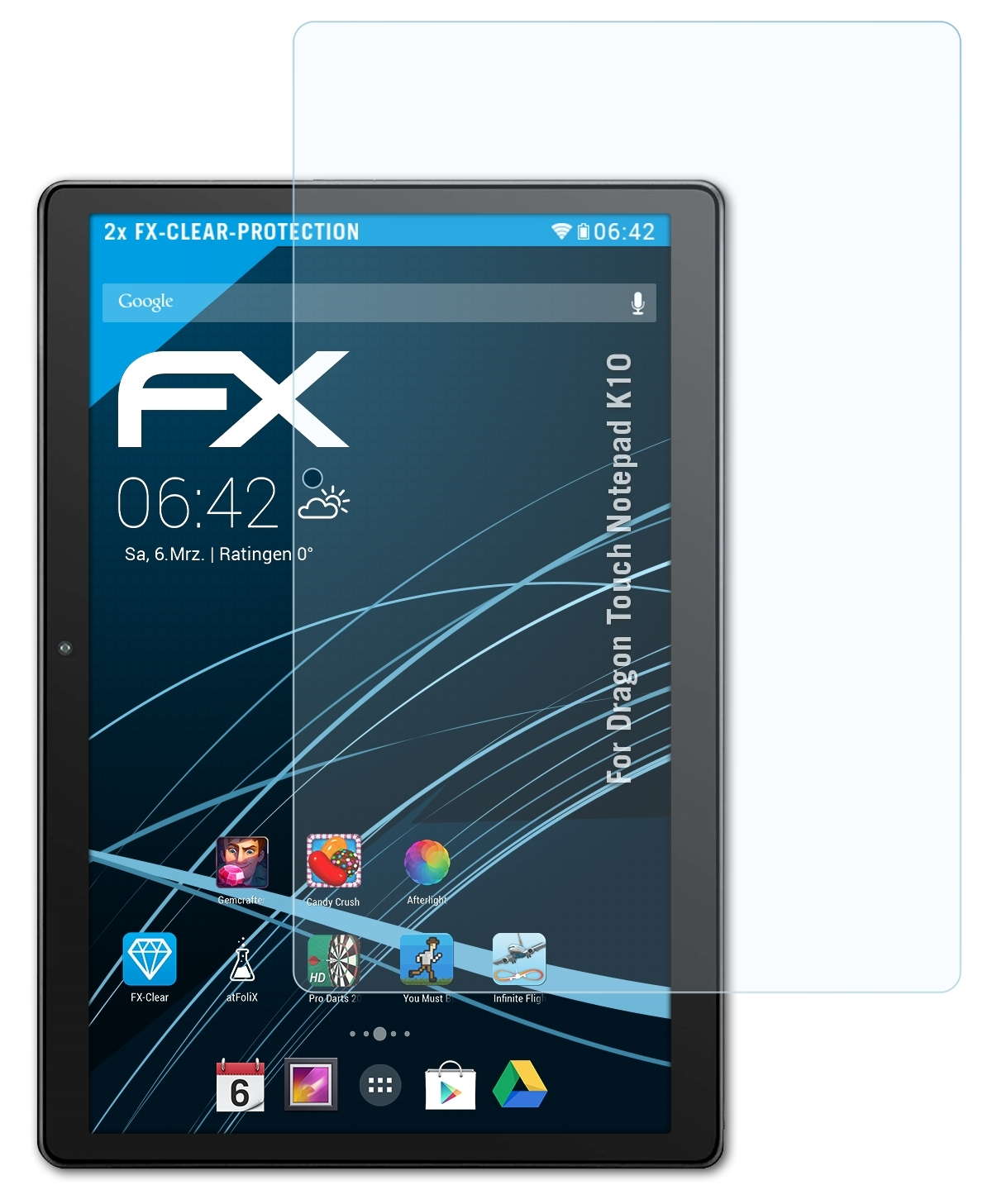 FX-Clear Touch Displayschutz(für K10) ATFOLIX Notepad Dragon 2x
