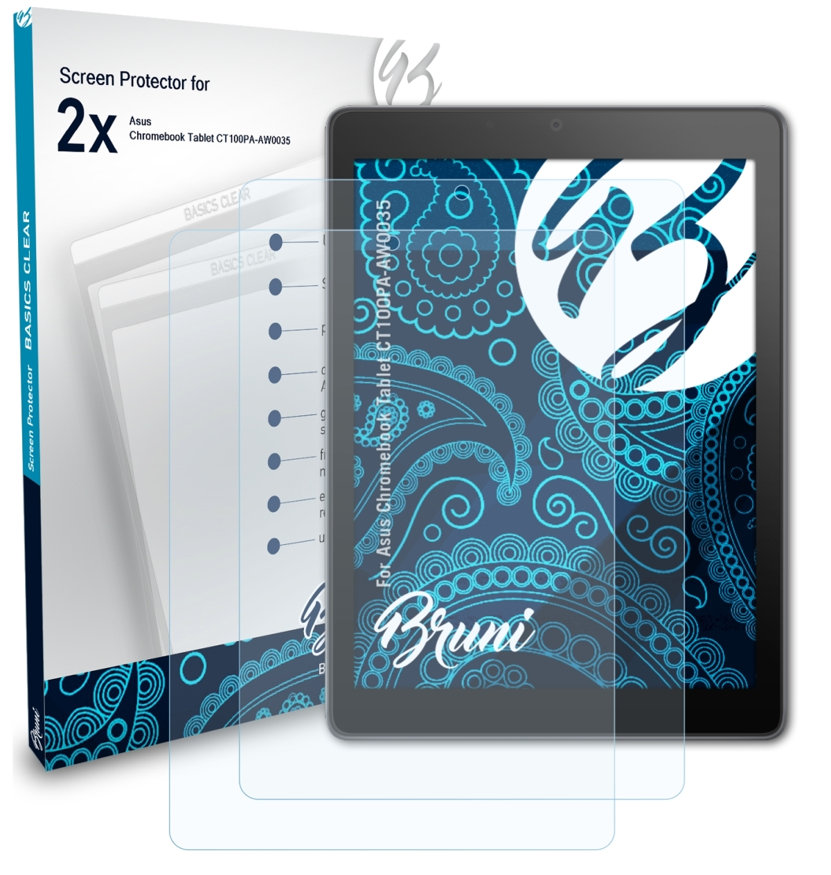 BRUNI Basics-Clear Schutzfolie(für Chromebook (CT100PA-AW0035)) Asus 2x Tablet