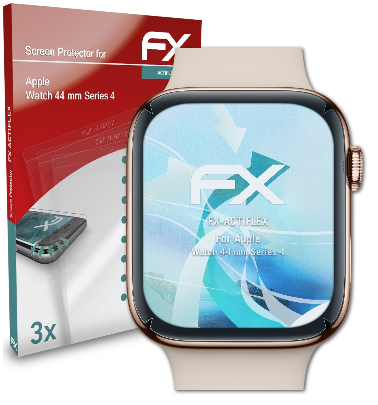 ATFOLIX 3x FX-ActiFleX Displayschutz(für Apple 4)) Watch 44 (Series mm