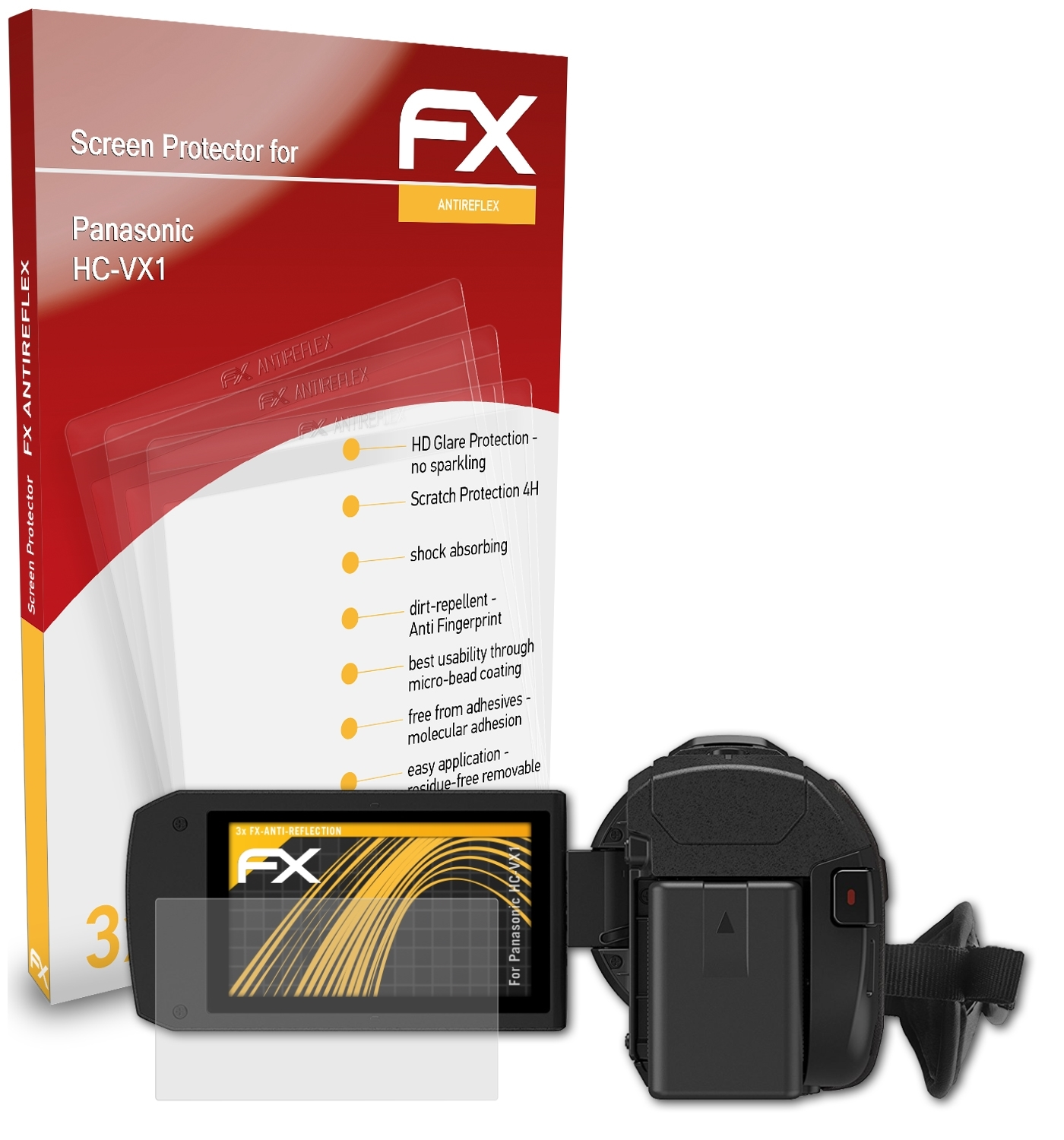 ATFOLIX 3x FX-Antireflex Displayschutz(für Panasonic HC-VX1)
