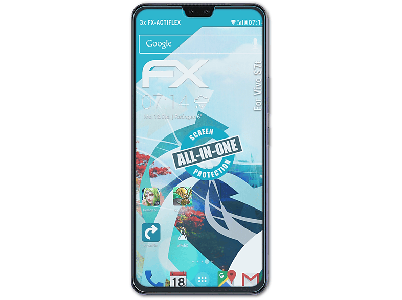 FX-ActiFleX Vivo S7t) 3x ATFOLIX Displayschutz(für