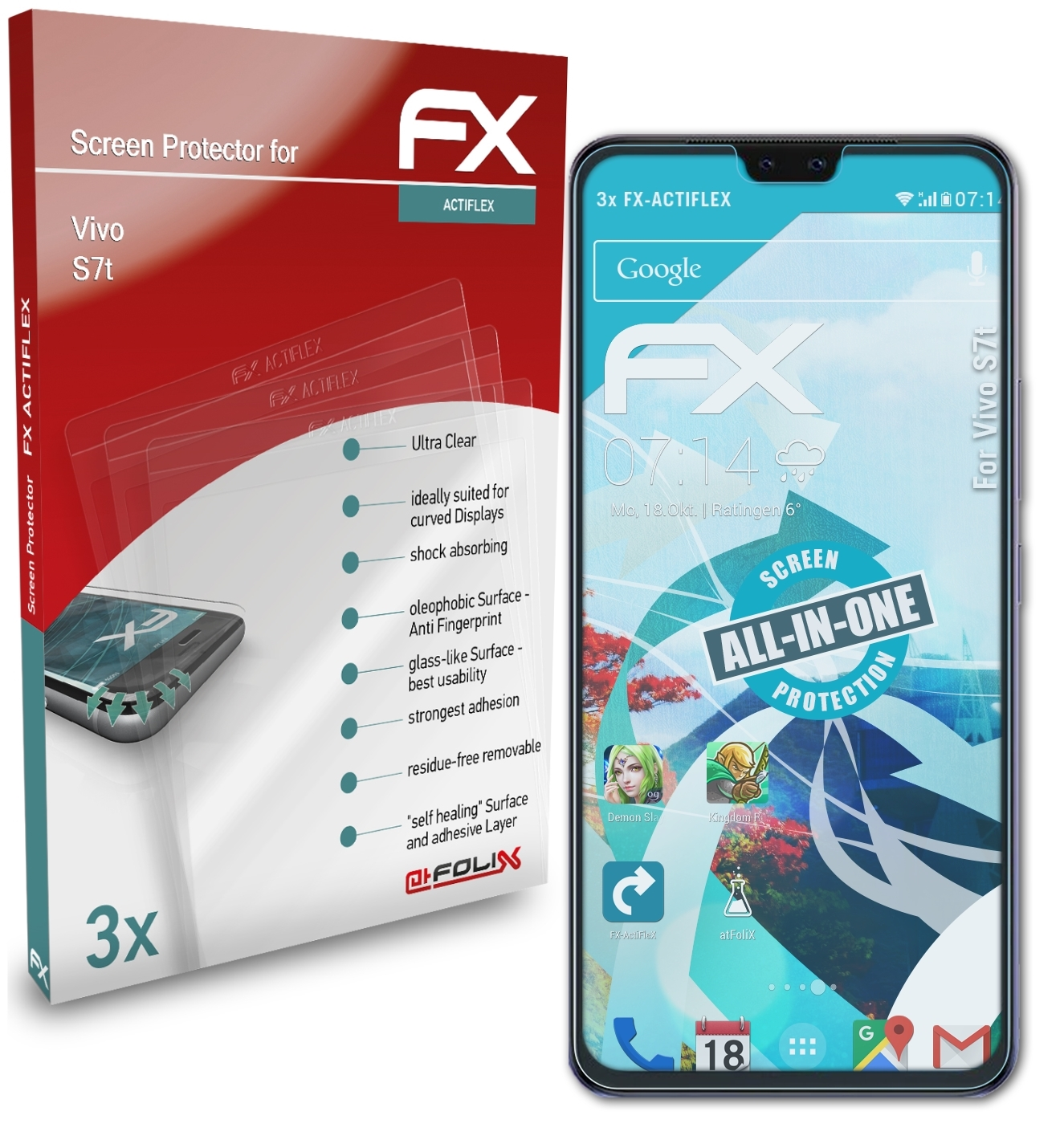 3x S7t) Displayschutz(für FX-ActiFleX Vivo ATFOLIX