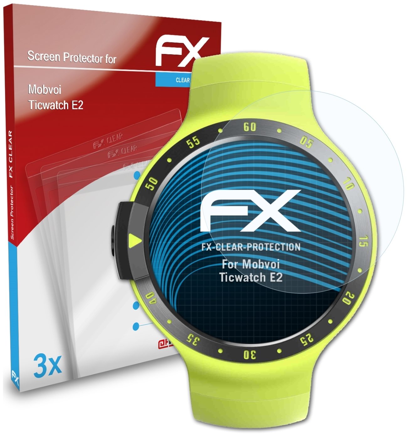 E2) FX-Clear Mobvoi Ticwatch 3x Displayschutz(für ATFOLIX