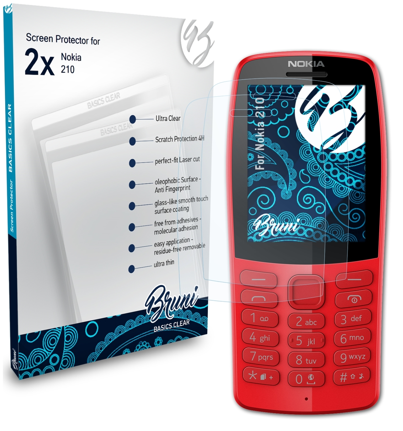 2x Nokia BRUNI Basics-Clear Schutzfolie(für 210)