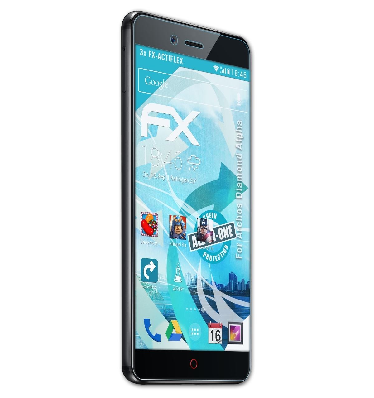 Archos Alpha) ATFOLIX 3x Diamond FX-ActiFleX Displayschutz(für